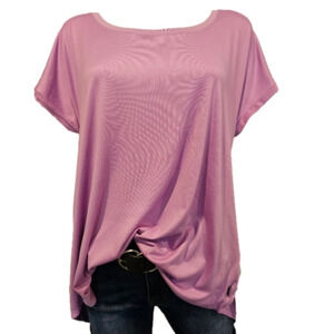 Bally Lavender Supersoft Short Sleeve Split Hem Tee Size XL